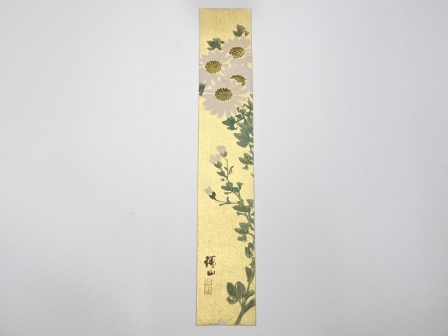 JAPANESE ART / TANZAKU / HAND PAINTED CHRYSANTHEMUM